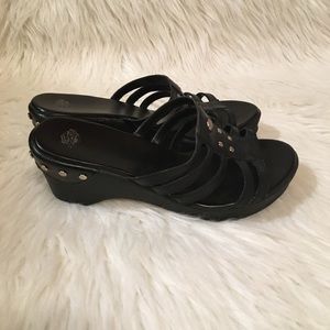 Harley Davidson Tara leather wedges size 10